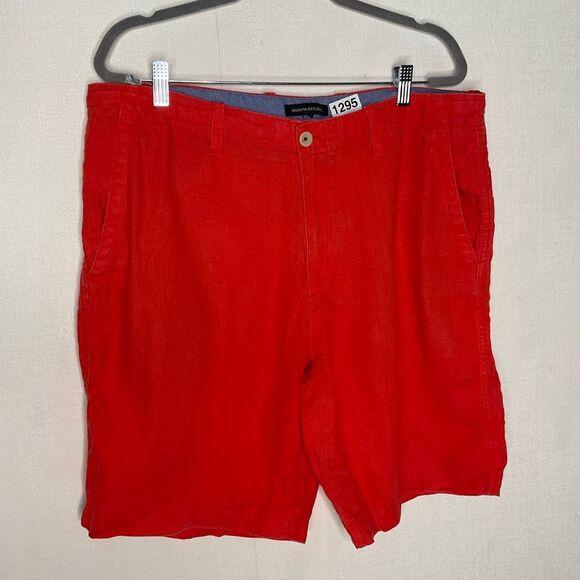 Banana Republic Shorts Mens 36 Coral Chino 100% Linen Lightweight 10” Preppy‎ - Picture 1 of 9